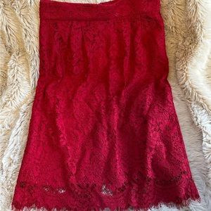 Skirt Red Lace J Crew Size 6. Perfect for the holidays!